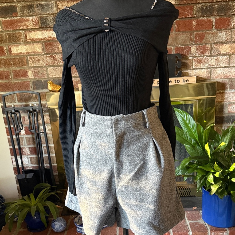 black sweater with beads#A ( without the short )